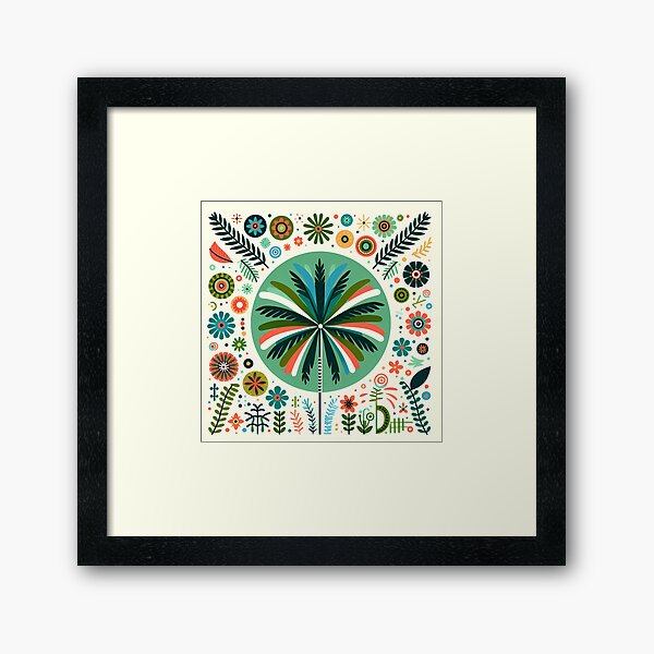 Item preview, Palm Tree Vibrant Botanical Display - Scandinavian Folk Art by heidiannemorris © designed and sold by FOLK ART FUSION by heidiannemorris.