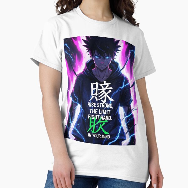 Vista previa del artículo con la obra «Anime Guy - Levántate fuerte», diseñado y vendido por InkNoColor.