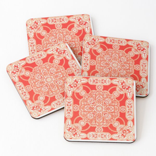 Item preview, Imperial Red Mughal Tile – Ornate Floral Star Design designed and sold by newyorkwala.
