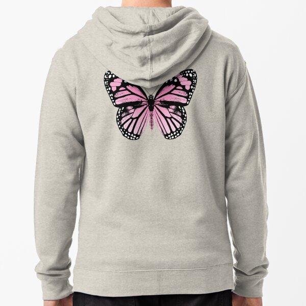 Monarch Butterfly | Butterflies | Insects | Wings | Nature | Pink, Black and White | Zipped Hoodie