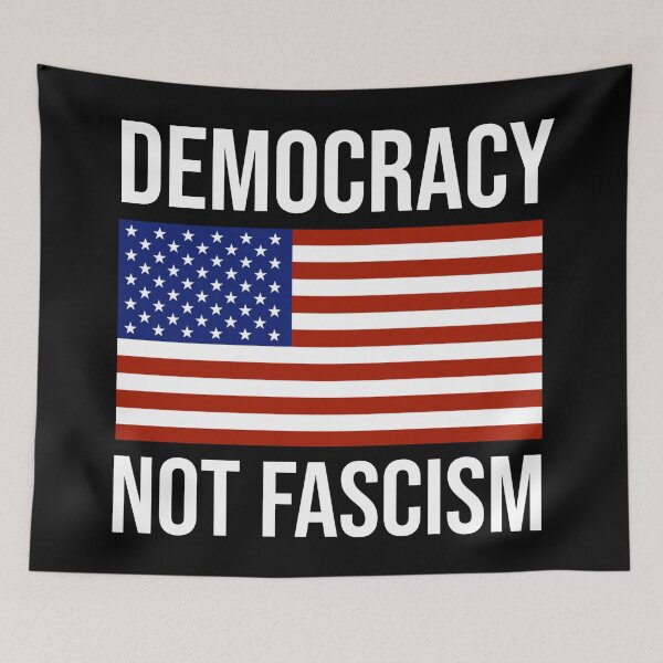 Item preview, Democracy not fascism flag design  designed and sold by Rachel the Artist .