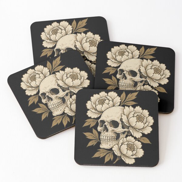 Item preview, Floral Skull Illustration – Gothic Romantic Memento Mori with Vintage Peony Flowers designed and sold by HAFIZ-DP.