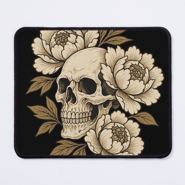 Item preview, Floral Skull Illustration – Gothic Romantic Memento Mori with Vintage Peony Flowers designed and sold by HAFIZ-DP.