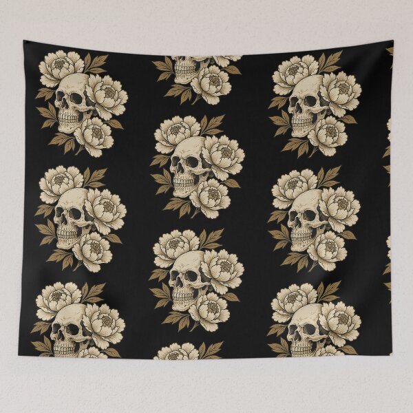 Item preview, Floral Skull Illustration – Gothic Romantic Memento Mori with Vintage Peony Flowers designed and sold by HAFIZ-DP.