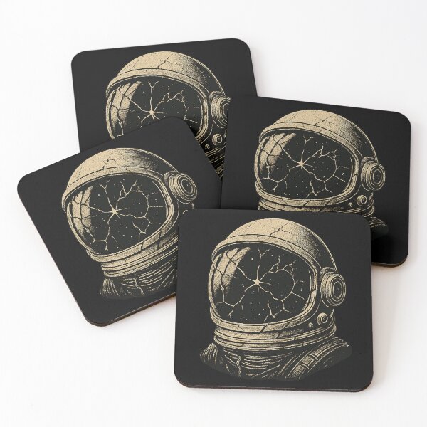 Item preview, Broken Astronaut Helmet – Vintage Space Illustration with Cracked Visor and Stars designed and sold by HAFIZ-DP.