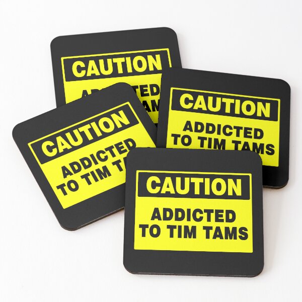 Item preview, Caution Addicted To Tim Tams, Yellow Novelty Sign, Biscuits  designed and sold by AASparksDesigns.