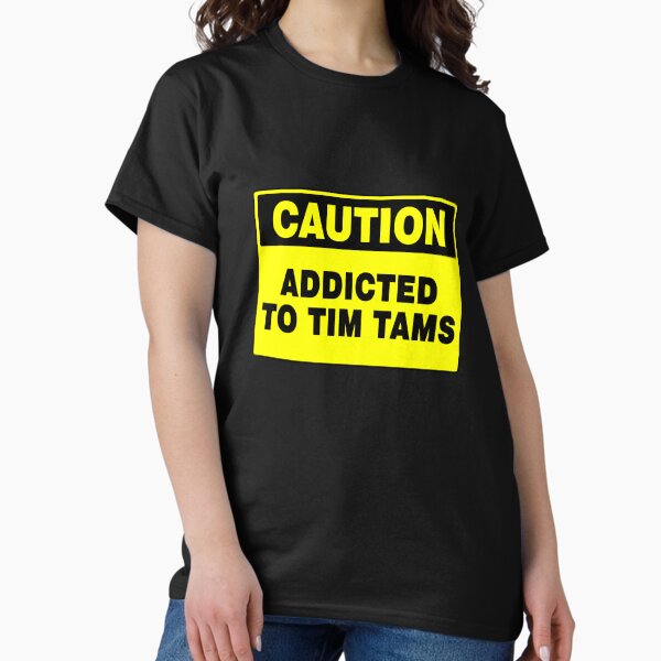 Item preview, Caution Addicted To Tim Tams, Yellow Novelty Sign, Biscuits  designed and sold by AASparksDesigns.
