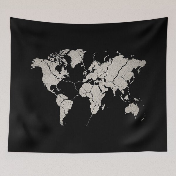 Item preview, Cracked World Map – Minimalist Black and White Earth Illustration with Fracture Lines designed and sold by HAFIZ-DP.