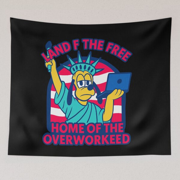 Item preview, LAND OF THE FREE, HOME OF THE OVERWORKED designed and sold by UnicornDreamers.