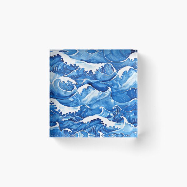 Item preview, Royal Blue Asian-Style Ocean Waves Abstract Art designed and sold by DEC02.