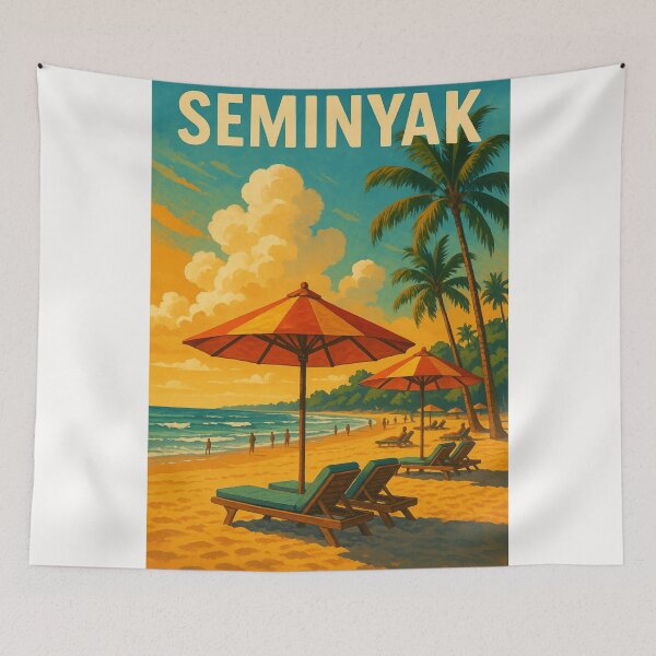Item preview, Seminyak Beach Sunset with Umbrellas and Tropical Sky designed and sold by Places On Earth.