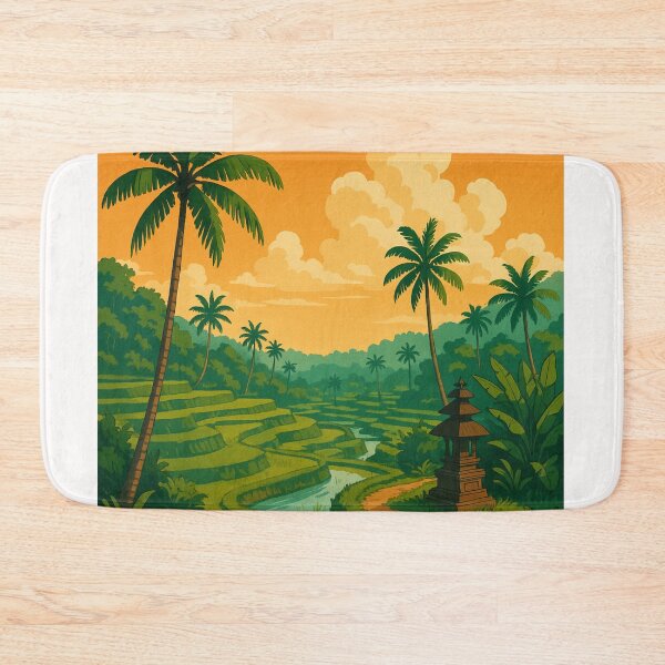 Item preview, Ubud Rice Fields with Temple and Lush Palm Forest designed and sold by Places On Earth.
