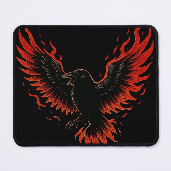 Item preview, Flaming Raven Tattoo Art – Fiery Gothic Crow Illustration Design designed and sold by HAFIZ-DP.