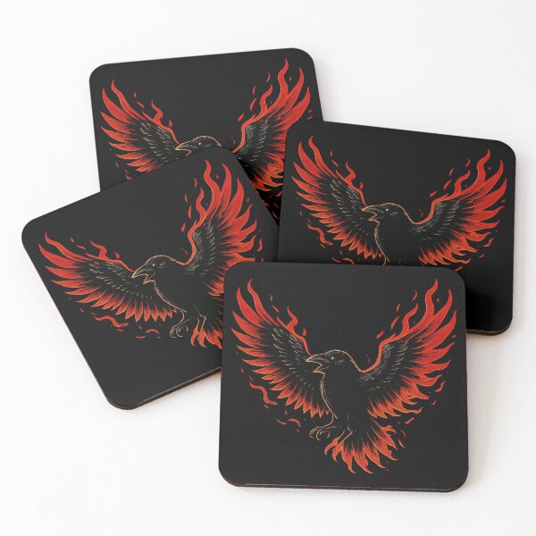 Item preview, Flaming Raven Tattoo Art – Fiery Gothic Crow Illustration Design designed and sold by HAFIZ-DP.