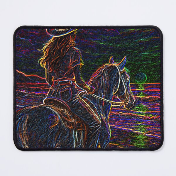 Item preview, Neon Cowgirl Sunset Ride – Psychedelic Western Art designed and sold by LuxuryApparels.