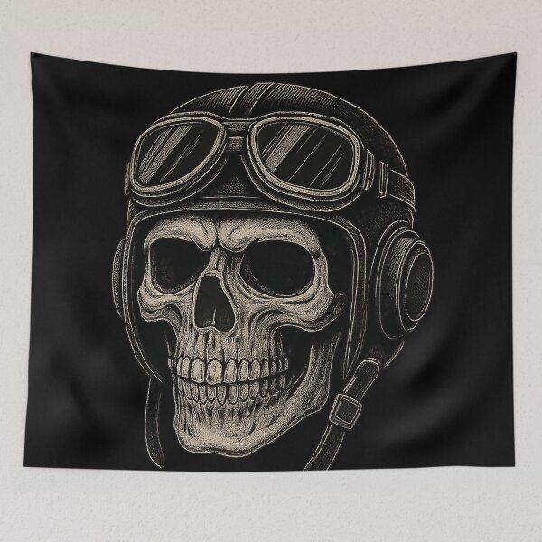 Item preview, Vintage Aviator Skull – Retro Pilot Helmet Skeleton Art for Biker Style designed and sold by HAFIZ-DP.