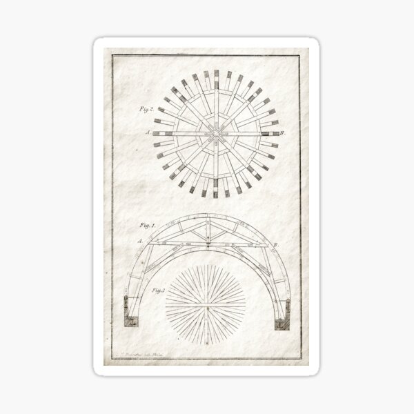 Classic Arched Vaulted and Cylindrical Roof Framing Designs Architectural Drawing Sticker