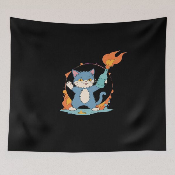 Item preview, Cat With a Molotov Cocktail1B designed and sold by fivepikes.