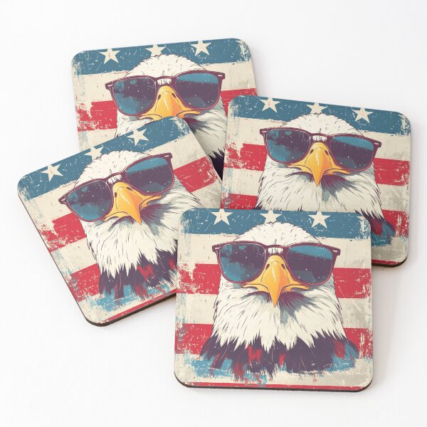 Item preview, Cool Bald Eagle with Sunglasses - Vintage American Flag T-Shirt designed and sold by chomdesign.