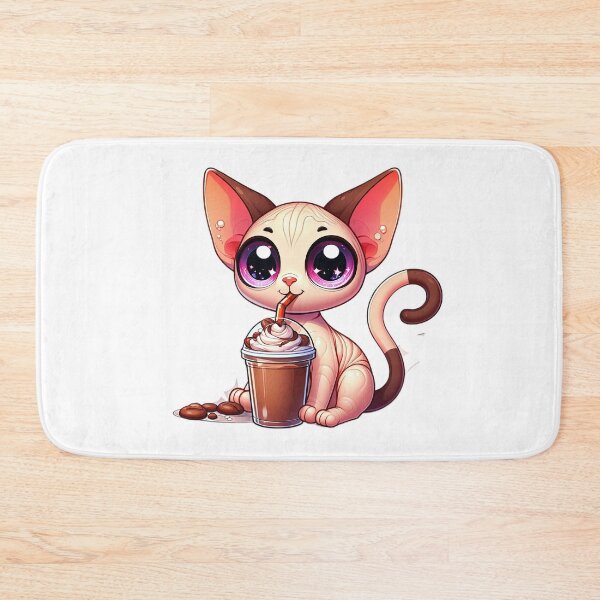 Item preview, cute Siamese Kawaii Cat drinks cocoa ,Kawaii Cat,cute Cat,cute Kawaii Cat designed and sold by Expressions-Sel.