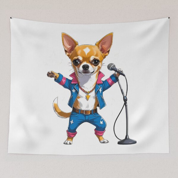 Item preview, Adorable Rockstar Chihuahua Cartoon – Funny Dog Music Design designed and sold by Fredster1966.