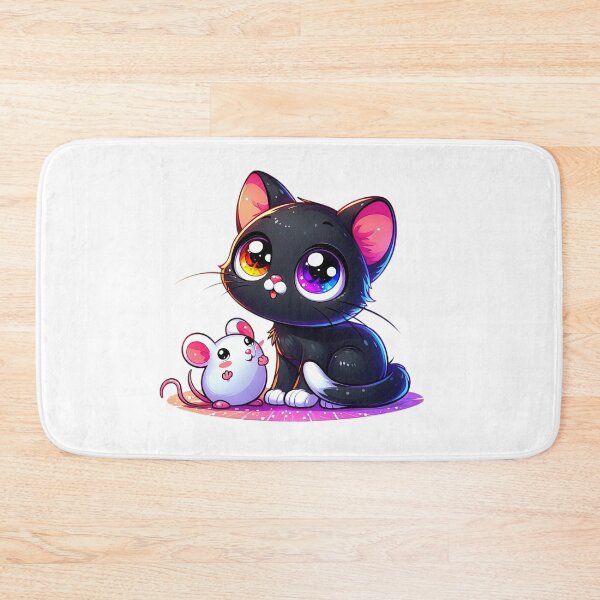 Item preview, cute Kawaii Cat black cat with a white mouse,Kawaii Cat,cute Cat,cute Kawaii Cat designed and sold by Expressions-Sel.