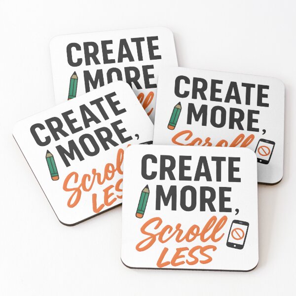 Item preview, Create More Scroll Less | Motivational Typography Design designed and sold by Style-Sense.