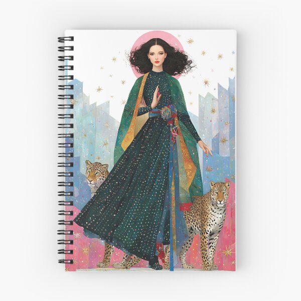 Item preview, An avant-garde watercolor and ink illustration of a modern goddess inspired by Tara, standing confidently with windswept dark hair designed and sold by wonderisland.