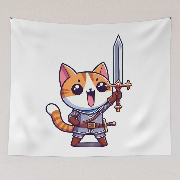 Item preview, cute Kawaii Cat kitten with a sword,Kawaii Cat,cute Cat,cute Kawaii Cat designed and sold by Expressions-Sel.