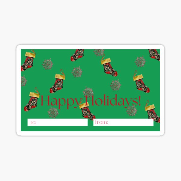 Item preview, Green and red christmas mistletoe, sock gift tag designed and sold by Phootos1968a.