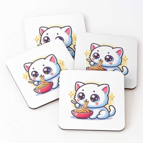 Item preview, cute Kawaii Cat The white kitten is eating spaghetti,Kawaii Cat,cute Cat,cute Kawaii Cat designed and sold by Expressions-Sel.