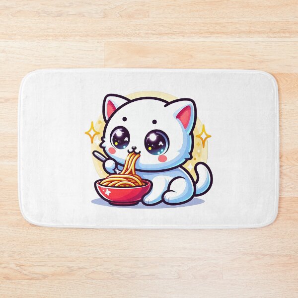 Item preview, cute Kawaii Cat The white kitten is eating spaghetti,Kawaii Cat,cute Cat,cute Kawaii Cat designed and sold by Expressions-Sel.