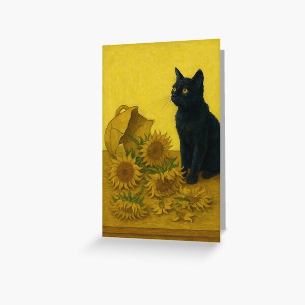Item preview, Van Gogh Sunflowers and a cat art print designed and sold by Carnival-dsgn.