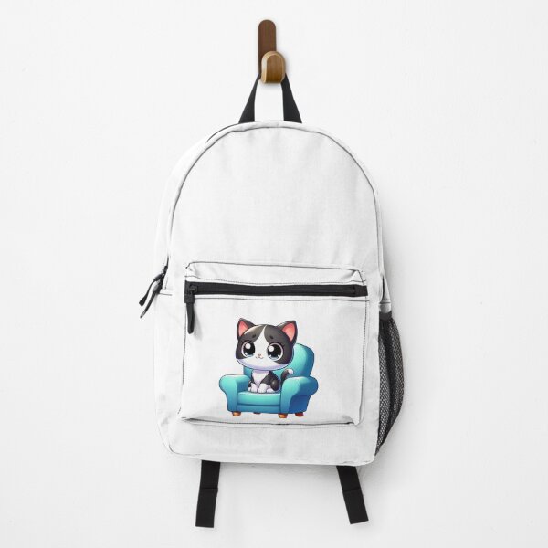 Item preview, cute Kawaii Cat black and white kitten on a blue armchair,Kawaii Cat,cute Cat,cute Kawaii Cat designed and sold by Expressions-Sel.