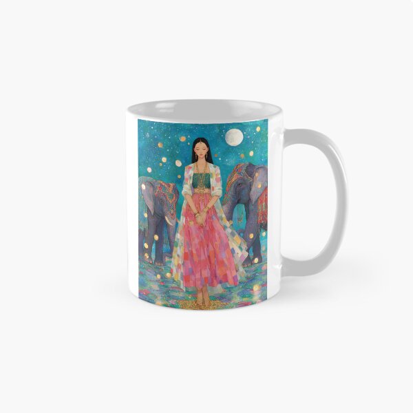 Item preview, A modern-day goddess inspired by Lakshmi, standing gracefully with flowing silk robes in shades of gold, rose, and ivory, adorned with intricate jewelry.  designed and sold by wonderisland.