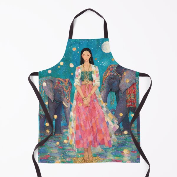 Item preview, A modern-day goddess inspired by Lakshmi, standing gracefully with flowing silk robes in shades of gold, rose, and ivory, adorned with intricate jewelry. designed and sold by wonderisland.
