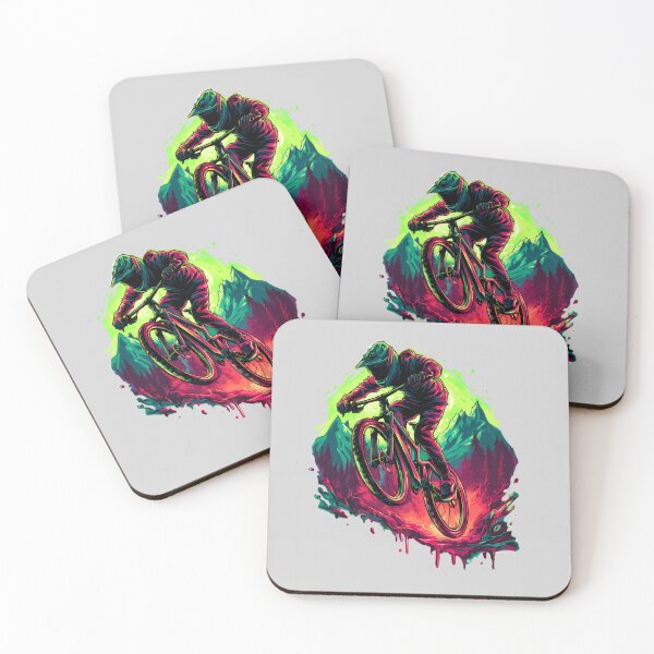 Item preview, Neon Mountainbike Rider – Downhill MTB Design – Extreme Sports Art designed and sold by printopolis-shop.