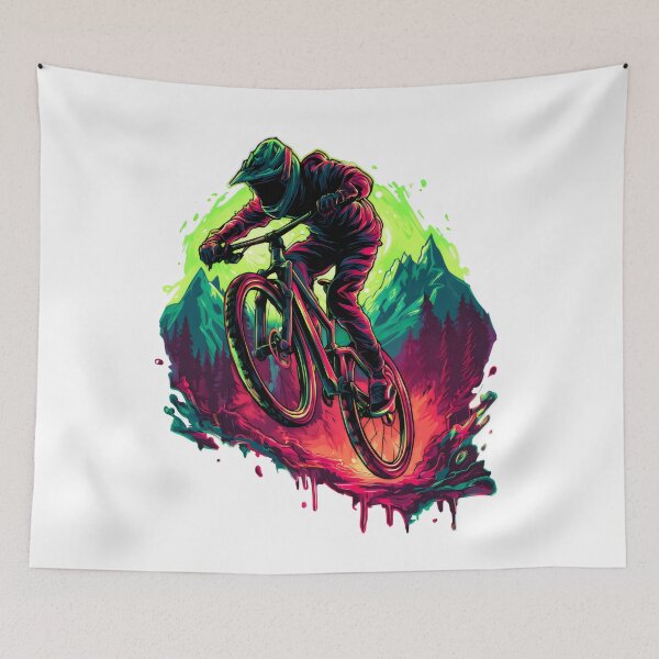 Item preview, Neon Mountainbike Rider – Downhill MTB Design – Extreme Sports Art designed and sold by printopolis-shop.