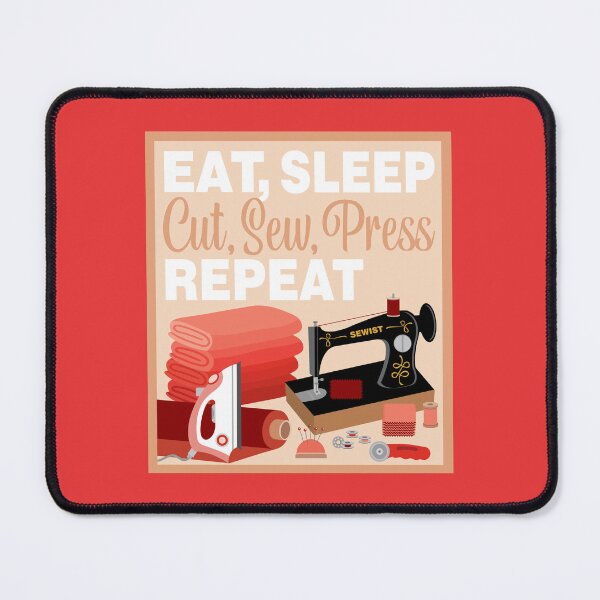 Item preview, Eat Sleep Repeat Quilting - Old Machine - RED designed and sold by StellarFX.