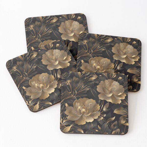 Item preview, Black and Gold Flower designed and sold by CoolPixels.