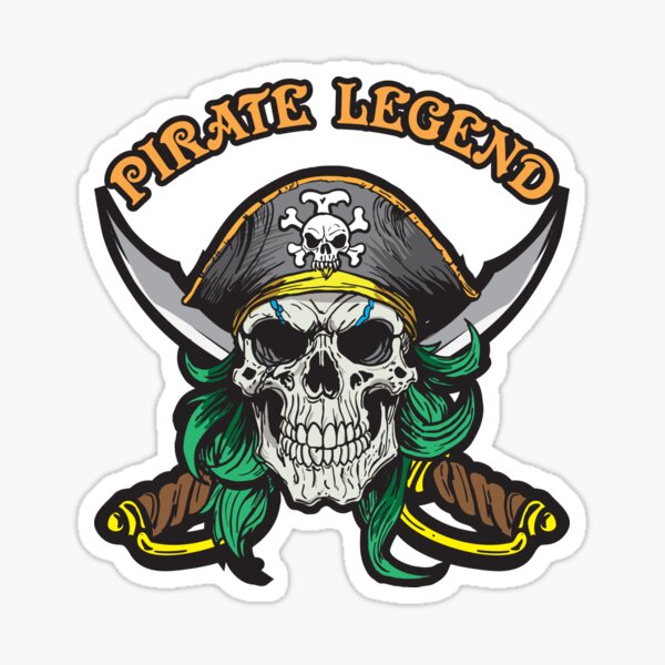 Aperçu de l'œuvre T-shirt imprimé « Aventure crâne de pirate » – Édition verte avec épées croisées créée et vendue par rachata444.