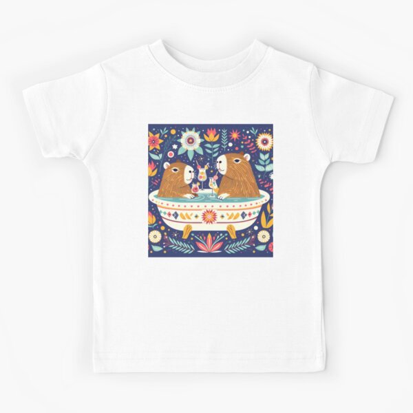 Item preview,  Scandinavian Folk Art - Cute Cocktail Drinking Capybara in a Hot Tub by heidiannemorris © designed and sold by FOLK ART FUSION by heidiannemorris.