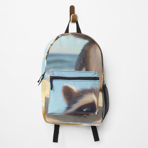 Item preview, Chill Raccoon on the Beach Summer Surf Vibes designed and sold by SagasArt.