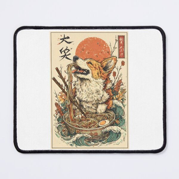 Item preview, Japanese Corgi Eating Ramen – Ukiyo-e Style Dog Noodles Artwork designed and sold by printopolis-shop.