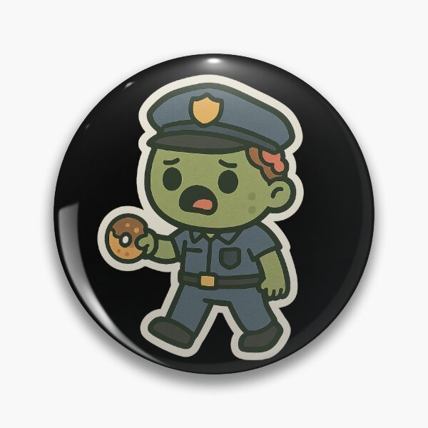 Item preview, cute zombie policeman cop sticker with a donut designed and sold by SpireForged.