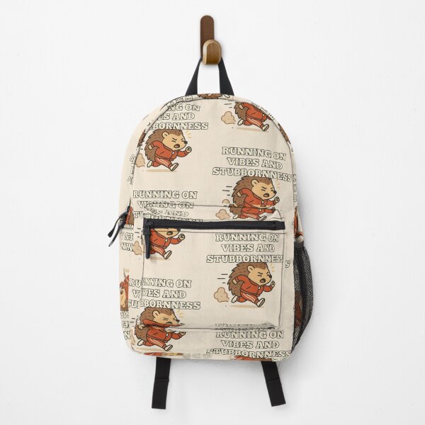 Item preview, Running on Vibes and Stubbornness Hedgehog Art designed and sold by Design Delinquent.