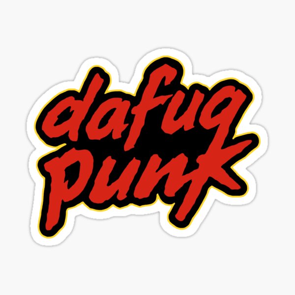 Aperçu de l'œuvre Autocollant de fan de Daft Punk, Dafuq Punk créée et vendue par TooNicheForYou.