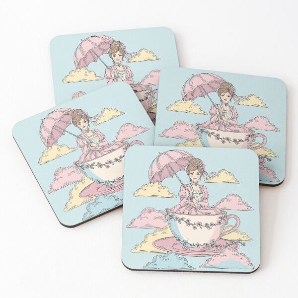 Item preview, Whimsical Victorian Lady Teacup Ride Art Print  designed and sold by MAGICKEY2024.