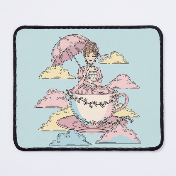 Item preview, Whimsical Victorian Lady Teacup Ride Art Print designed and sold by MAGICKEY2024.