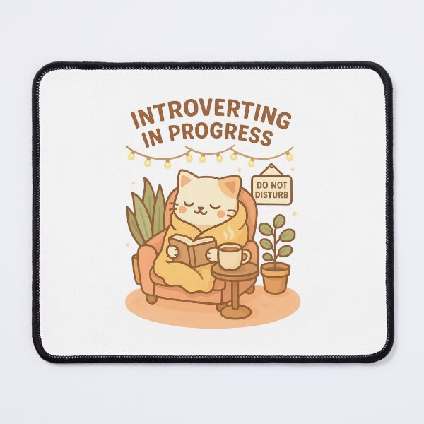 Item preview, Introverting in Progress – Cute Cozy Cat with Book & Coffee | Kawaii Introvert Life Design designed and sold by ArtbotsGallery.